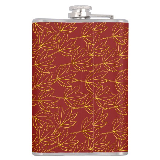 gelbe Herbstblätter auf braun Flachmann (Rückseite)