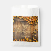 Gelbe Herbstblätter auf Holz-Erntedank Geschenktütchen (Vorderseite)