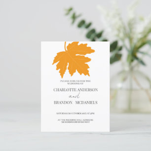 Gelbe Herbstmapelleaf Einladung zur Hochzeit Postkarte