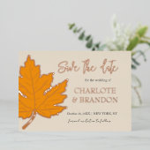 Gelbe Herbstmapfelleder Hochzeit retten das Datum Folieneinladung (Stehend vorne)