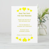 Gelbe Herzen Design-Hochzeit Save The Date (Stehend Vorderseite)