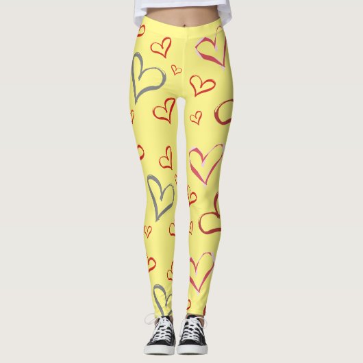 Gelbe Herzen, Leggings (Vorderseite)