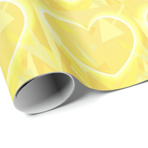 Gelbe Herzen mit gemustertem Overlay Geschenkpapier
