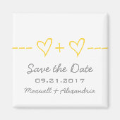 Gelbe Herzgleichung speichern Sie das Datumsfenste Magnet (Vorne)