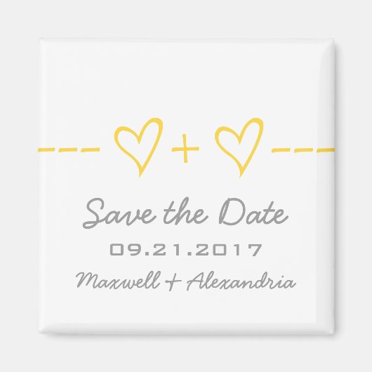 Gelbe Herzgleichung speichern Sie das Datumsfenste Magnet (Vorne)