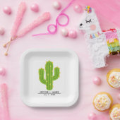 Gelbe Herzkaktus Fiesta Liebe Hochzeit Pappteller (Party)