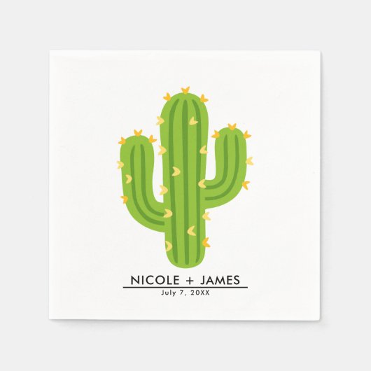 Gelbe Herzkaktus Fiesta Liebe Hochzeit Serviette (Vorderseite)