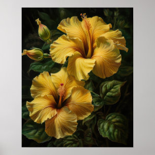 Gelbe Hibisken Blume Art Print Poster