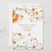 Gelbe Hibisken Wirbel & Schwalben Blumenzehen Einladung (Rückseite)