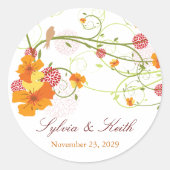 Gelbe Hibisken Wirbel & Schwalben Blumenzehen Runder Aufkleber (Vorderseite)