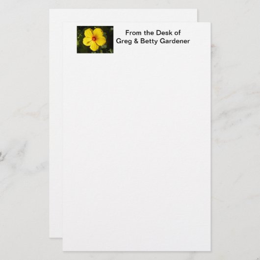 Gelbe Hibiskus Blume Briefpapier (Vorne/Hinten)