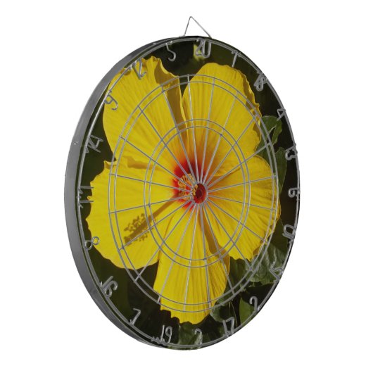Gelbe Hibiskus Blume Dartscheibe (Vorderseite Links)