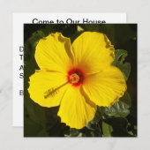 Gelbe Hibiskus Blume Einladung (Vorne/Hinten)