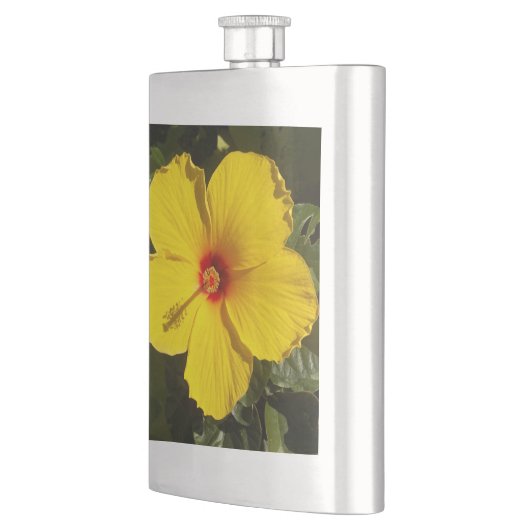 Gelbe Hibiskus Blume Flachmann (Links)