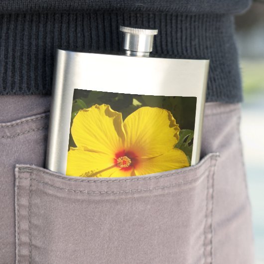 Gelbe Hibiskus Blume Flachmann (Beispiel)