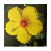 Gelbe Hibiskus Blume Fliese (Vorderseite)