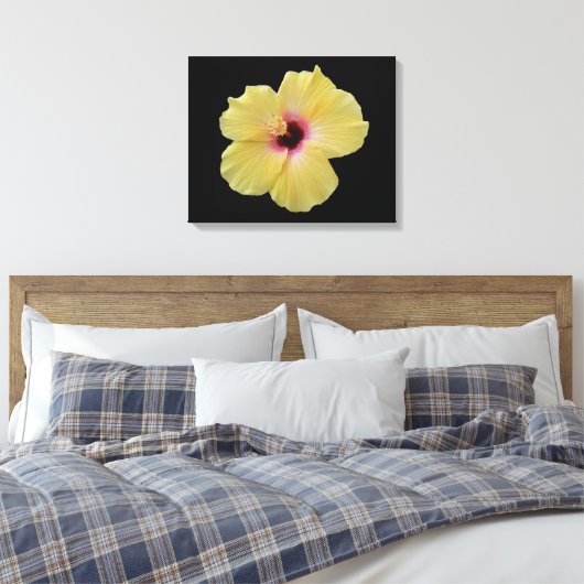 Gelbe Hibiskus Blume gezackte Canvas Leinwanddruck (Insitu (Schlafzimmer))