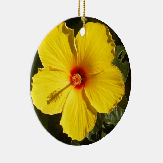 Gelbe Hibiskus Blume Keramik Ornament (Rechts)