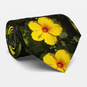 Gelbe Hibiskus Blume Krawatte (Gerollt)