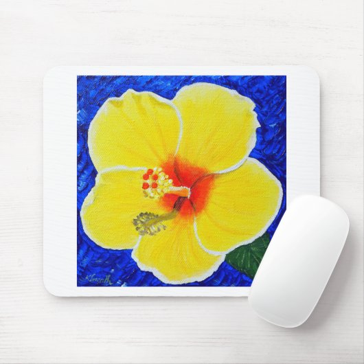 Gelbe Hibiskus Blume Malerei Mousepad (Mit Mouse)