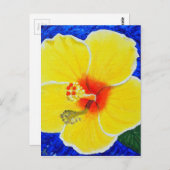 Gelbe Hibiskus Blume Malerei Postkarte (Vorne/Hinten)