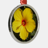 Gelbe Hibiskus Blume Silbernes Ornament (Rechts)