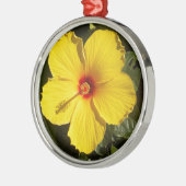 Gelbe Hibiskus Blume Silbernes Ornament (Links)