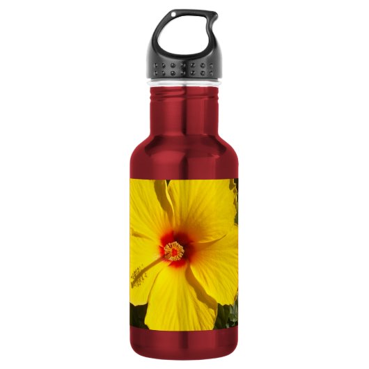 Gelbe Hibiskus Blume Trinkflasche (Vorderseite)