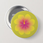 Gelbe Hibiskus-Illustration Button (Vorne & Hinten)