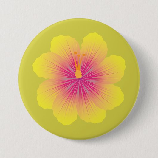 Gelbe Hibiskus-Illustration Button (Vorderseite)