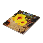 Gelbe Hibiskus Keramik Tile Fliese (Seite)