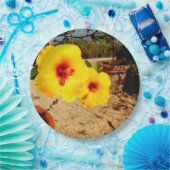 Gelbe Hibiskus-Papierplatte Pappteller (Party)