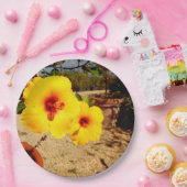 Gelbe Hibiskus-Papierplatte Pappteller (Party)