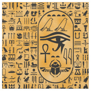 Gelbe Hieroglyphen Stoff