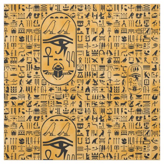 Gelbe Hieroglyphen Stoff (Muster)