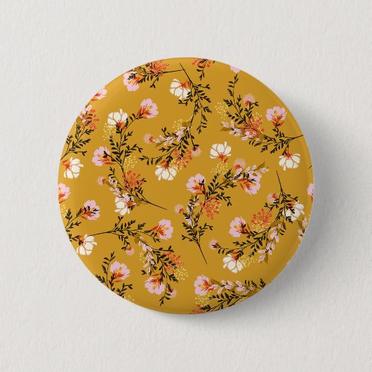 Gelbe Hintergrundblumen Button (Vorderseite)