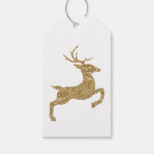 Gelbe Hirschform in Imitaten Glitzer mit Text auss Geschenkanhänger (Vorderseite)