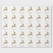 Gelbe Hirschform in Imitaten Glitzer mit Text auss Geschenkpapier (Flach)