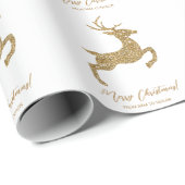 Gelbe Hirschform in Imitaten Glitzer mit Text auss Geschenkpapier (Rolleneckpunkt)