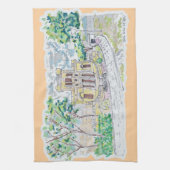 Gelbe historische Villa Geschirrtuch (Vertikal)