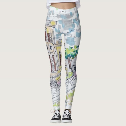 Gelbe historische Villa Leggings (Vorderseite)