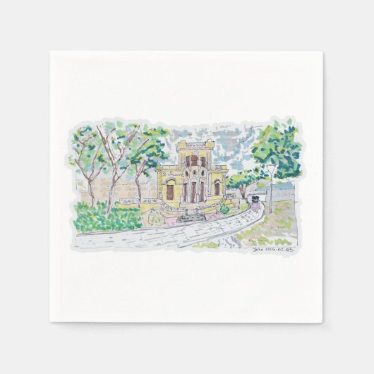 Gelbe historische Villa Serviette (Vorderseite)