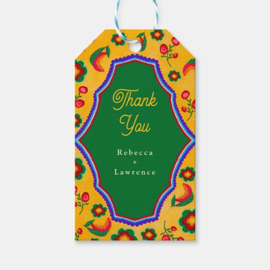 Gelbe Hochzeit Geschenkanhänger (Vorderseite)