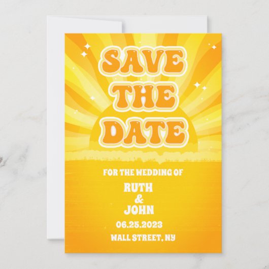 Gelbe Hochzeit ohne Foto - das Datum speichern Save The Date (Vorderseite)