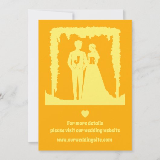 Gelbe Hochzeit ohne Foto - das Datum speichern Save The Date (Rückseite)