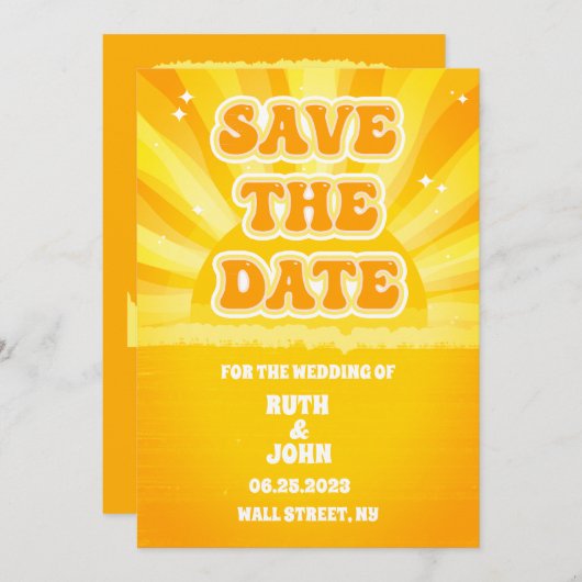 Gelbe Hochzeit ohne Foto - das Datum speichern Save The Date (Vorne/Hinten)