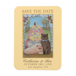 Gelbe Hochzeit rettet das Date Cat Couple Magnet