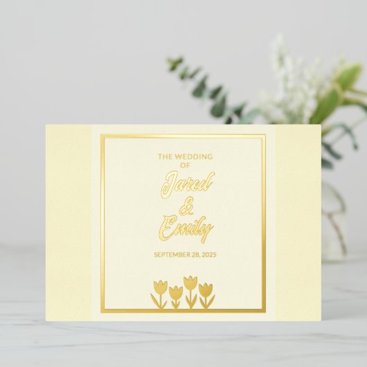 Gelbe Hochzeitsblumen Einladung (Stehend vorne)