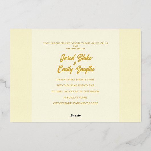 Gelbe Hochzeitsblumen Einladung (Rückseite)