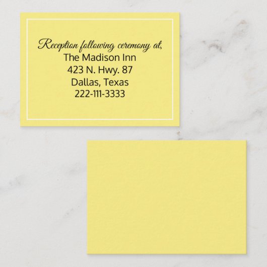 Gelbe Hochzeitskarten Begleitkarte (Vorne/Hinten)